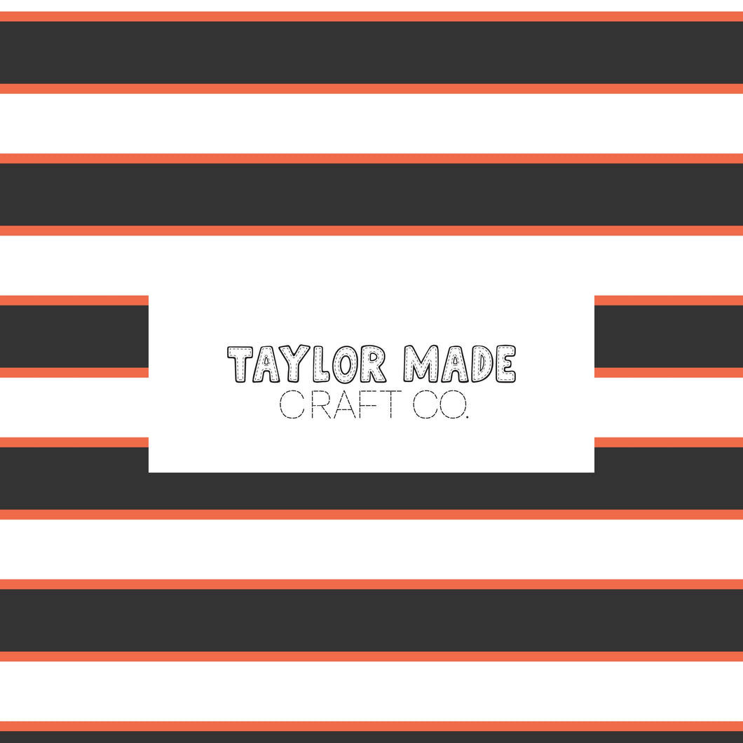 Black and White Wide Stripes w/ Thin Orange Stripes