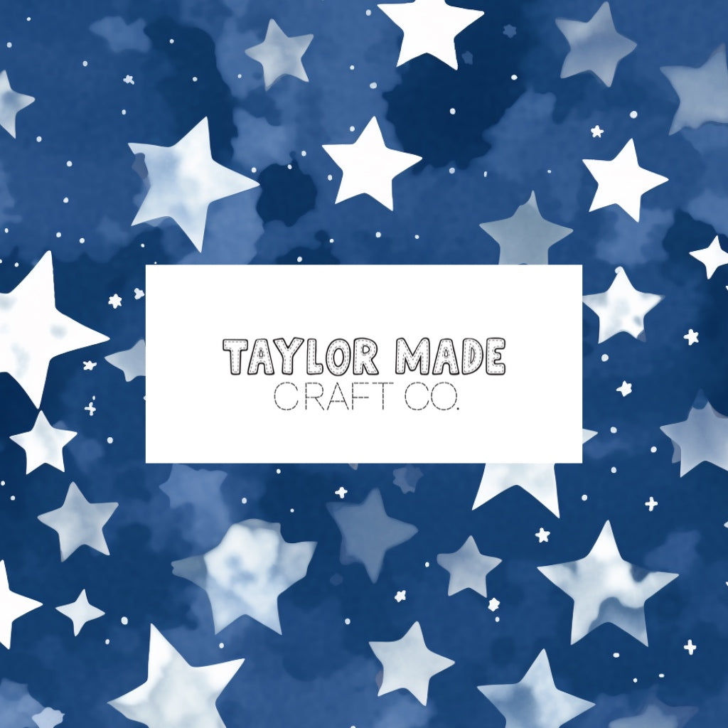 Watercolor Stars on Blue Background