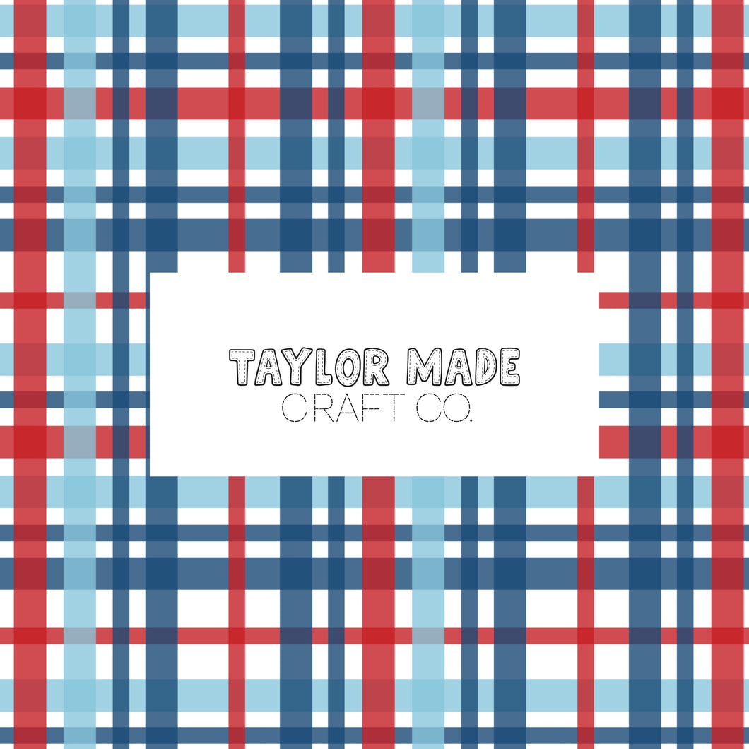 Red, White & Blue Tartan Plaid