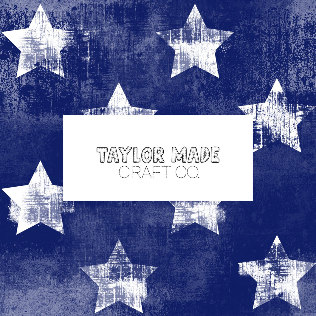 Distressed White Stars on Blue Background